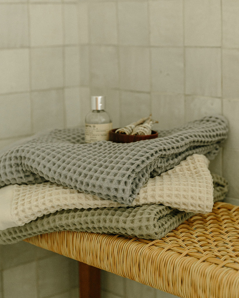 Aqua Green Large Body Bath Towel, Waffle Linen Hand Towels Set, Natural Soft  Absorbent Beach Towel, Eco-friendly SPA Sauna Towel 